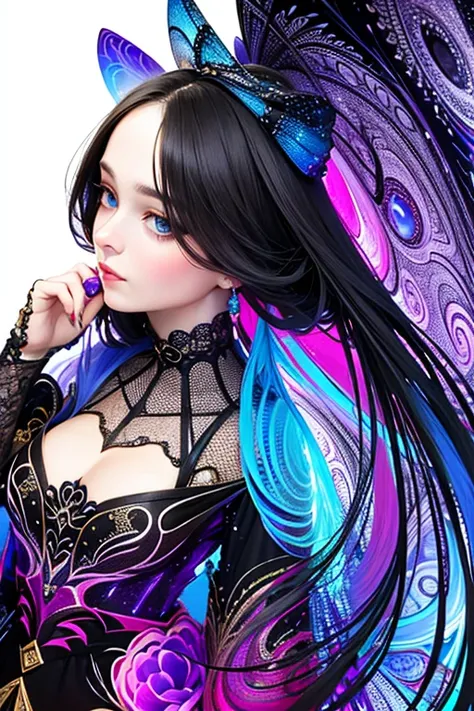 tmasterpiece，top Quority，best qualtiy，offcial art，（Beauty and aesthetics：1.2），1girll，Extremely detailed，（s fractal art：1.3），extremely colorful，Most detailed，bust，Overlooking，A picture that combines virtual and real，dynamic viewing angle。