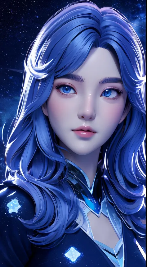 constellation, pisceus, A  girl, s face, ..3d, line art, starry background, reverie