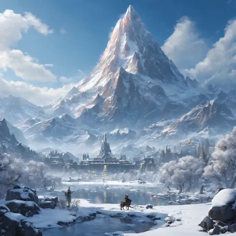 In the realm of God of War: Ragnarok, a majestic and awe-inspiring winter wonderland unfolds, blending the grandeur of Norse mythology with the serene beauty of a snow-covered landscape. Towering mountains loom in the distance, their peaks crowned with  an...