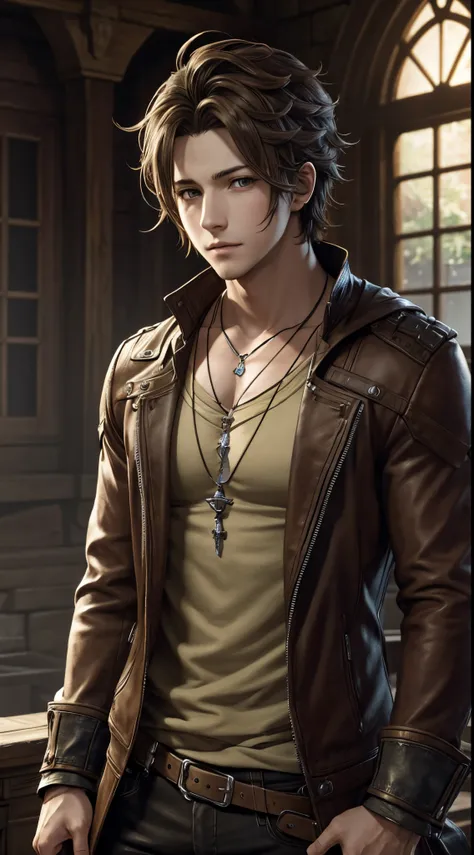 Absurdres masterpiece HDR high quality head shot of a handsome boy from octopath traveler with wearing casual clothing