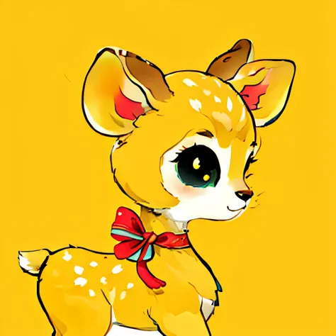 Deer drawing with bow on head, adorable digital art, an anthropomorphic deer, wireless, Anthropomorphic deer, anthropomorphic female deer, cute artwork, lovely digital painting, anthropomorphic deer female, Cute and detailed digital art, cute big breasts, ...