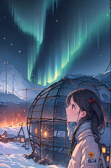 masutepiece、One girl、Winter gear、Antarctic base、Looking up at the Northern Lights