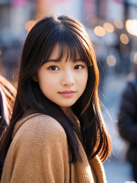 Photorealsitic, 8k full-length portraits, Beautuful Women, A charming expression, sixteen years old, TOKYOcty, Winters, Shibuya in the background