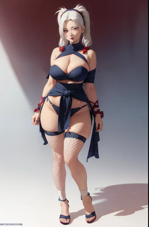 (masterpiece, best quality, ultra-detailed, ultra-HD, photorealistic, cinematic), (alluring anime girl, Temari of Naruto Shippuden anime), perfect body, perfect face, perfect hands, delicate face, (large cleavage:1.2), (round ass), (long round legs), (wide...