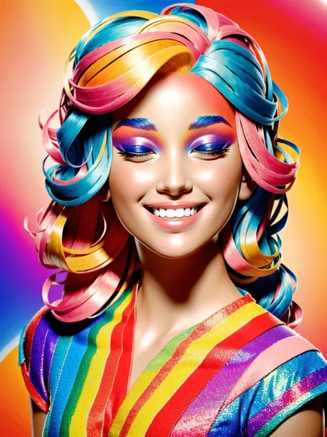 3DMM
1meninas, ,,sorriso sorriso sorriso
Imagem 8K, uma mulher vibrante, cabelo penteado como um coral colorido, olhos brilhando de alegria. In a dress made of rainbow fabrics, She is in a world where there is a beautiful garden with pastel flowers. A cena...