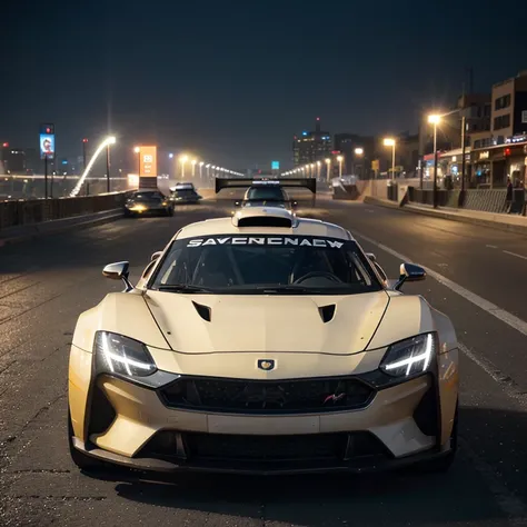 1. A sleek sports car speeding through the neon-lit streets of a futuristic cityscape.
2. A vintage racing car navigating sharp turns on cobblestone streets against a backdrop of historic buildings.
3. A high-performance rally car kicking up dust as it rac...