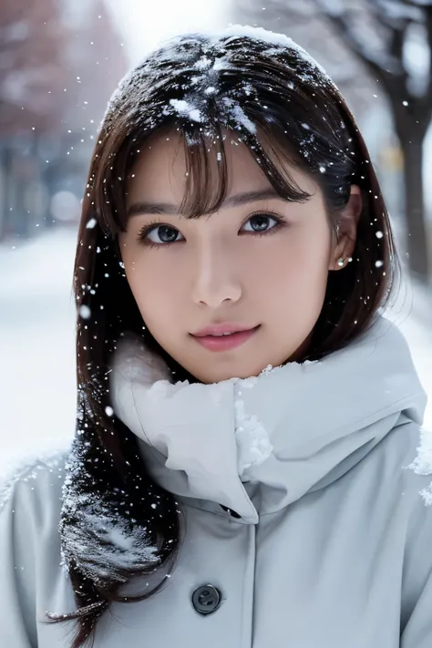 1girl in, (wear a platinum coat:1.2), (Raw photo, Best Quality), (Realistic, Photorealsitic:1.4), masutepiece, Extremely delicate and beautiful, Extremely detailed, 2k wallpaper, amazing, finely detail, the Extremely Detailed CG Unity 8K Wallpapers, Ultra-...