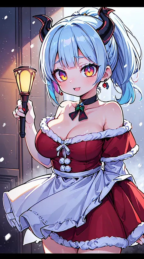 ((( (Winter background), (Snowing), (Christmas theme), (Slutty Santa outfit), ))) BLACKLIGHT, ((NSFW)), ((Medium Boobs)), realistic art, extremely delicate and beautiful, ultra-detailed, (1girl), ((Blue eyeloating, detailed light, illustration, dynamic ang...