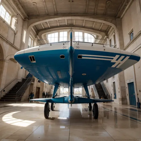 Avion avec peinture marine et écrit "Musée national de la Marine"