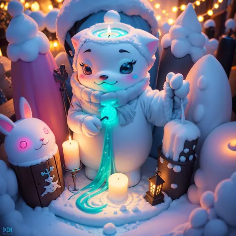 Winter wonderland and winter wonderland. in a pile of candle and candle canes, cute colorful, digital painting, cute detailed digital art, hyper colorful, neon coloring, cute digital art, beeple colors, colorful hd picure, beeple and jeremiah ketner, glowi...