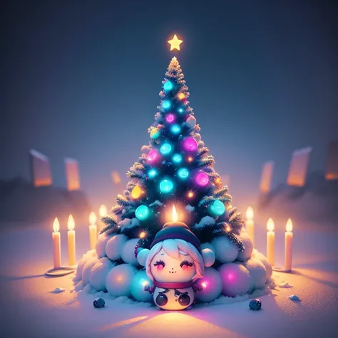 Winter wonderland and winter wonderland. in a pile of candle and candle canes, cute colorful, digital painting, cute detailed digital art, hyper colorful, neon coloring, cute digital art, beeple colors, colorful hd picure, beeple and jeremiah ketner, glowi...