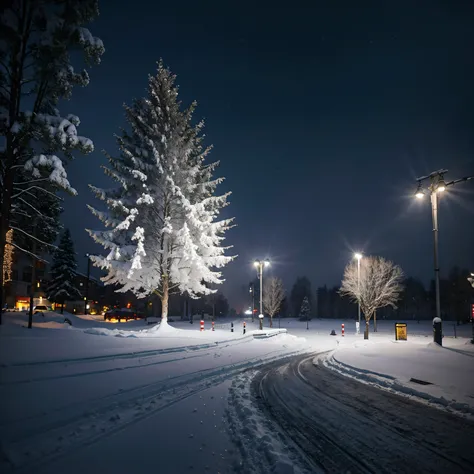 A tree walks through the snow, misterious, There is fog::2, endless snow, In a charming documentary photo style, Akos Major, Monochrome landscape, intricate map world,The steps and trees are covered with thick snow, Documentary travel photography of snowfl...