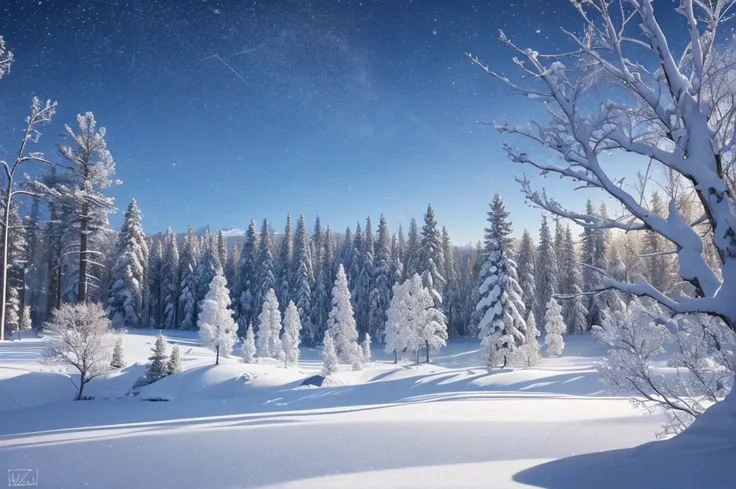 (best quality, 4k, a high resolution:1.2), ultra - detailed,super complex，winter wonderland, a world of pure white, extreme tran...