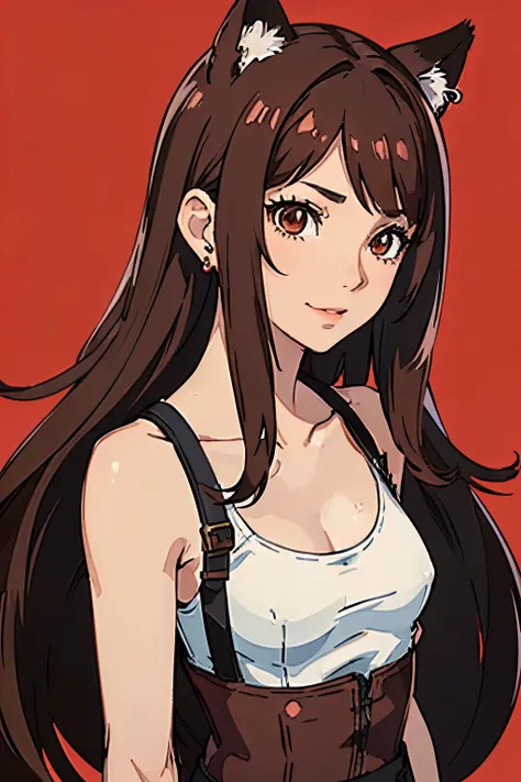 1girl, solo, 1girl, solo, tifa lockheart, tifa_lockheart (final fantasy), tifa_lockheart:1.2, animal ears, earrings, fox ears, hair between eye, (brown eyes:1.3), european girl, (SFW:1.3), (small breast:1.4), (face portrait:1.3), tifa , tifa costume, black...