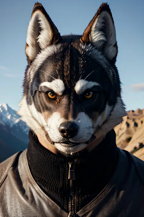 Wolf mask, GTA v, arte da capa, Estilo realista, symmetric highly detailed eyes, trending on ArtStation,RHADS, "husky siberiano" ou "lobo". GTA v. terno social, Homem, macho, menino