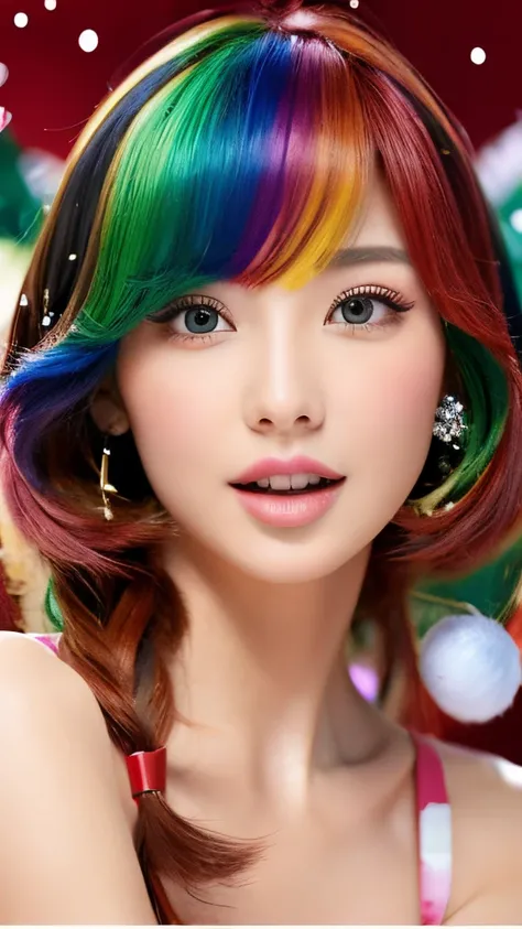 christmas color hair、colourfull、best beauty、kawaii、Christmas　、hiquality、top-quality、Top image quality、Best Beauties、A delightful、Beautie、showy、Vivid、Beautiful world、