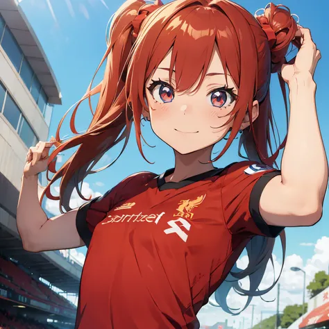 Liverpool football club as an anime girl.