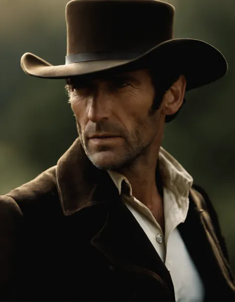 ((Clive Owen as Clint Eastwood, sideburns, old, stern, stubble, Bushranger, cowboy, bounty hunter)), in the style of Bernie Wrightson, Dean Cornwell, JC Leyendecker, Frank Frazetta, pulp, stubble, pulp adventure, holster, volumetric lighting, dramatic ligh...