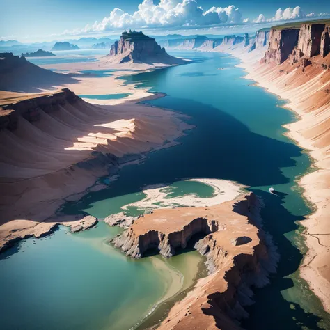 planète avec Montagnes et lac Magic Valley, Planètes、intergalactique、nuage、Et une rivière et un ciel magnifique, Un hyper-réaliste, 4K, résEau d&#39;Images , brillant, magnifique, beau, 8k, ULTRAHD , coucher de soleil , océan d&#39;Eau , Ultra réaliste , S...