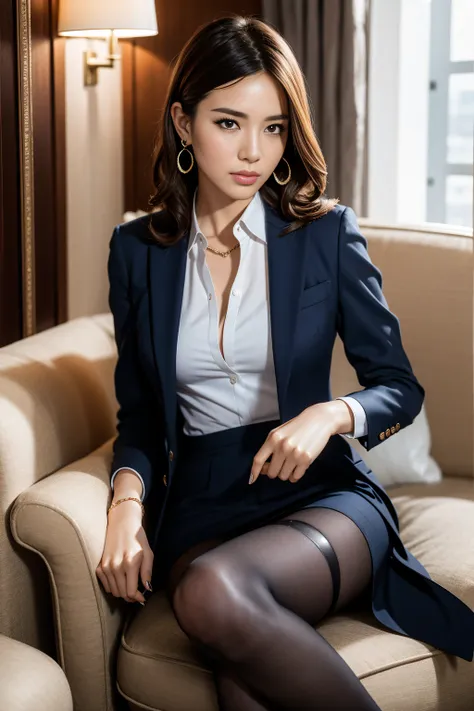 (Masterpiece, Professional lighting, 16k, 8k wallpaper, raw photo, photorealistic:1.8, ultra detailed, natural gentle lighting, detailed skin, detailed face, detailed eyes, textured skins, cinematic composition, detailed background:1.2 ), (A secretary insi...