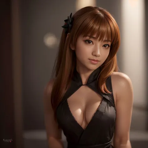 "KASUMI" (best quality,ultra-detalhado,Realistic:1.37), retrato, Detailed eyes and facial features, sorriso fofo, olhos castanhos, textura de pele delicada e suave, Corpo Perfeito, textura ultra realista,