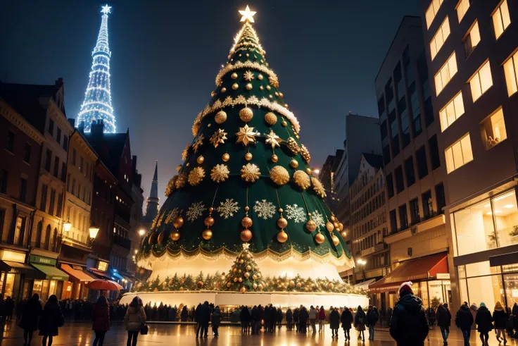 Giant Christmas tree more than 15 meters high.