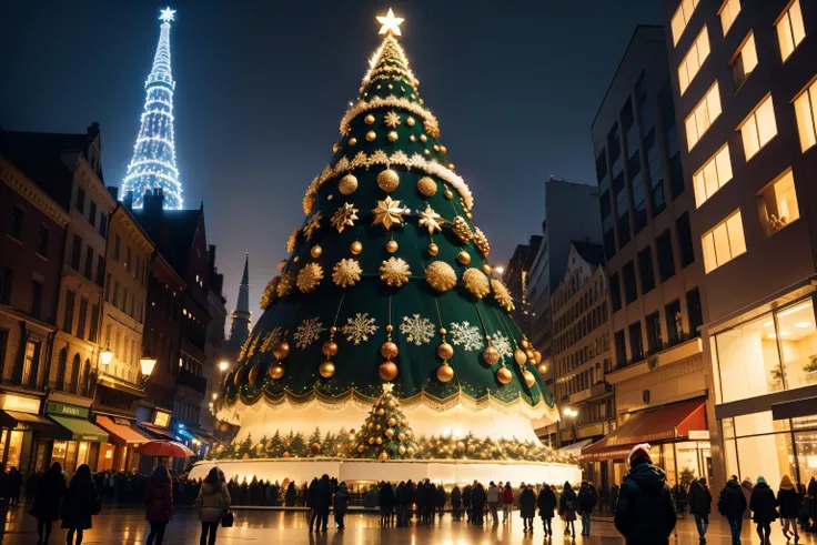 Giant Christmas tree more than 15 meters high.