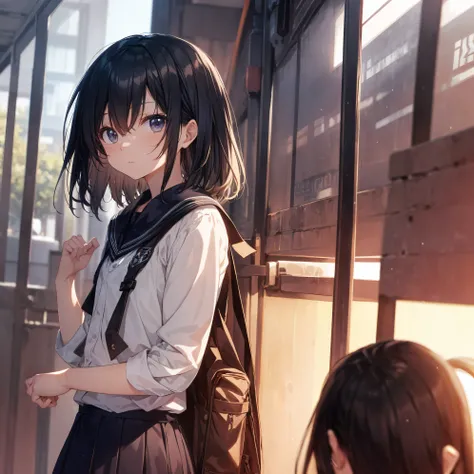 Super high quality by the art god, Ultra-detailed, High resolution, Kantai Collection Style, anime moe art style, Best Anime 8K Konachan Wallpapers, Pixiv Contest Winner, Perfect Anatomy, BREAK,(Draw a girl sleepily walking to school. ),BREAK, 1girl in, (S...