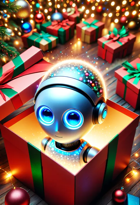 apoloniasxmasbox style, android, solo, blue eyes, robot