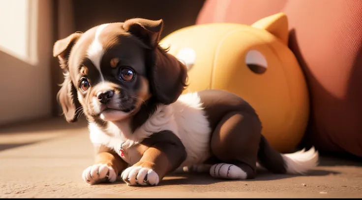 Cachorro pequeno fofo feliz