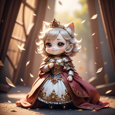 ​masterpiece、top-quality、ultra-detailliert、（chibi character princess：1.2）、luxuriously decorated princess dress、a smile、Full-body standing figure