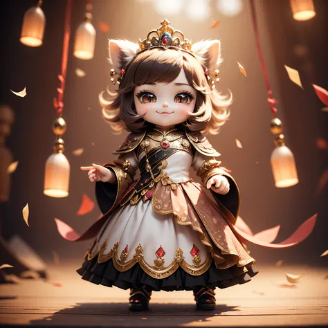 ​masterpiece、top-quality、ultra-detailliert、（Chibi Chara Princess：1.2）、Princess dress with luxurious decorations、A smile、Full-body standing figure