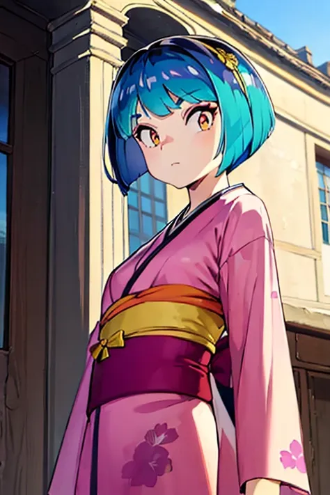 lum, (of the highest quality, 16 K, masutepiece: 1.3)), 1 girl, Sharp Focus: 1.2, Beautiful Women in Perfect Figure: 1.4, Slender Abs: 1.2, (((Short bob hair)), ((Small: 1.4)), ((Beautiful Face Idol: 1.3)), (Transparent fabric kimono 1.5)), Highly detailed...