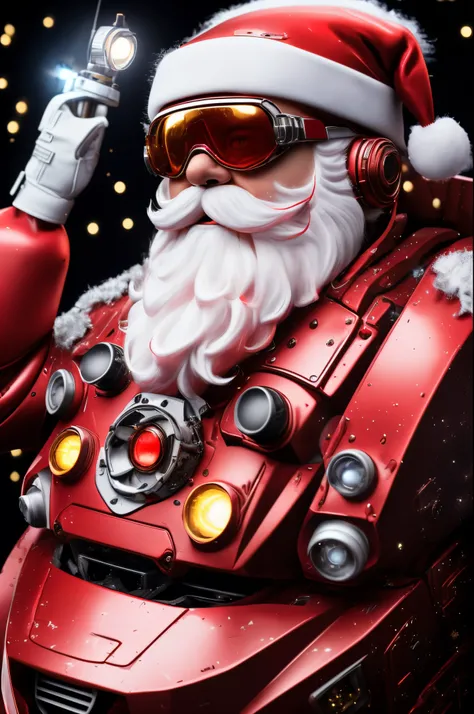 1boys,santa,white facial hair,red armor,Black_Background with,Facial_the hair,the ground_vehicles,Old,Old_mtu,actual,scienc_fiction,Alone,fuzzy,fuzzy_Background with,Depth-of-fie_s_venue,lamp lights,mechs,bald,lbeard,Red_Eye nails,glowing,goggles,shelmet,c...