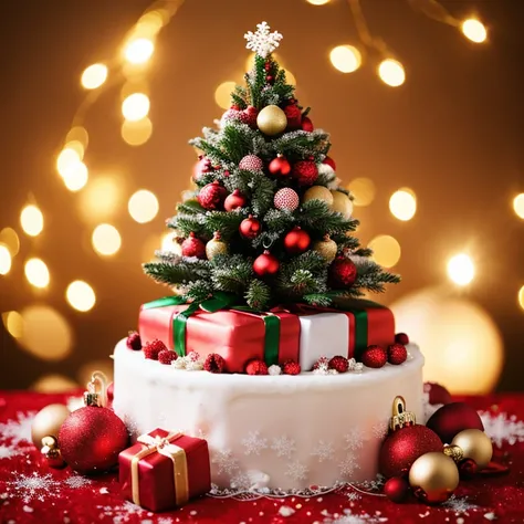 Christmas cake、Christmas tree on background