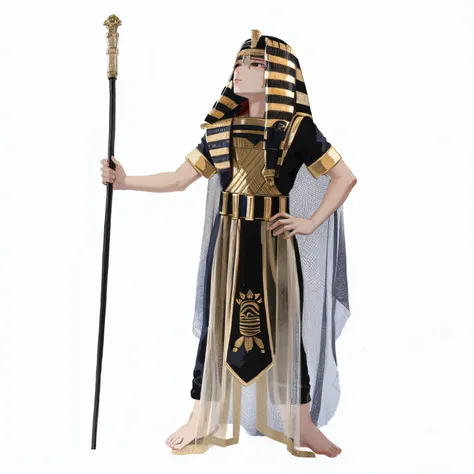 A child in Egyptian costume holds a cane, Pharaohs clothes, egyptian clothes, Egyptian clothing, egypician, high quality costume, Egyptian Mummy King, Pharaoh, egypt god, Egyptian warriors, high quality theatre costume, Egyptian style, egyptian princess, e...