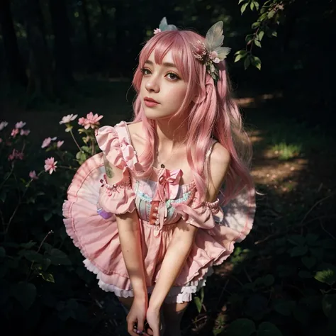 Melanie martinez anime style, fairy 🧚‍♀️ 💗💗💗, forest, beautiful stunning, gorgeous,