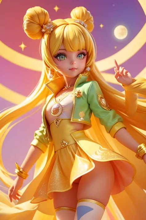 Sunny is a teenage girl with a medium build and warm-undertoned deep skin, though sometimes throughout the animated series, it ranges from darker to lighter. She has bright yellow hair styled into a combination of odango buns and twin tails, which appears ...