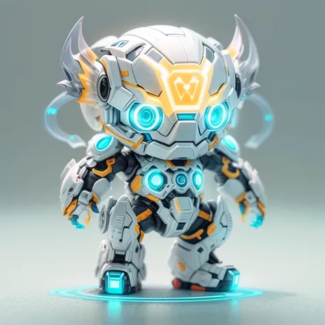 (Blind box toy style:1.2),  (fully body photo) , 1 transparent cute bull, Transparent mech, Exquisite helmet:1.2, Glow-in-the-dark goggles:1.2, cyber punk personage, dreamy glow, luminous neon lights, Clean, white backgrounid, ( globalillumination, ray tra...