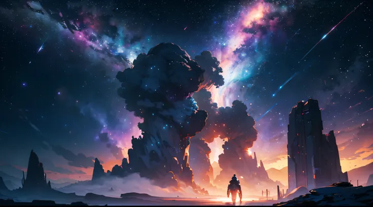 (extremely detailed CG unity 8k wallpaper), the most beautiful artwork in the world, space, science fiction, stars, nebula, sci-fi, fantasy, landscape