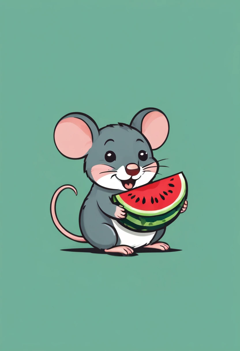 a mouse eating watermelon logo