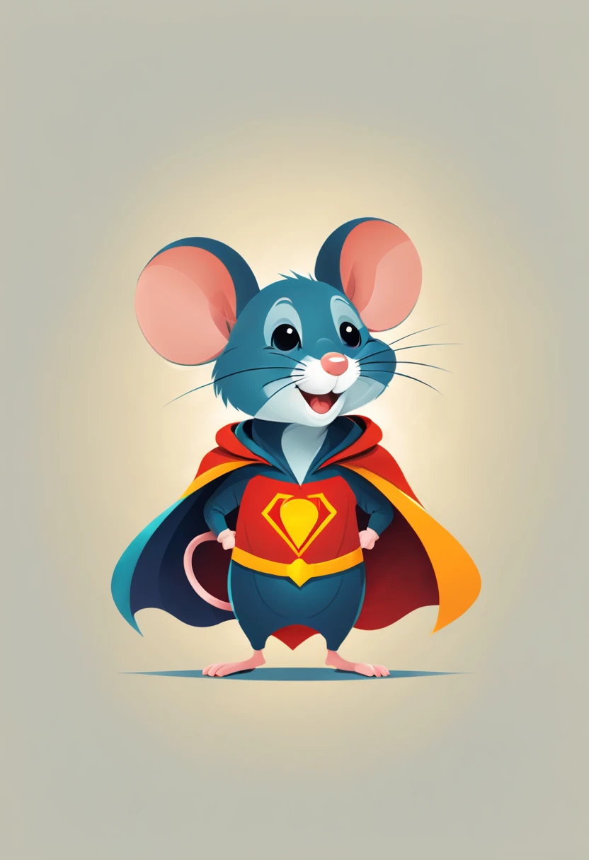 (a mouse,wearing,hero caped,logo-style),vibrant colors,playful,illustration