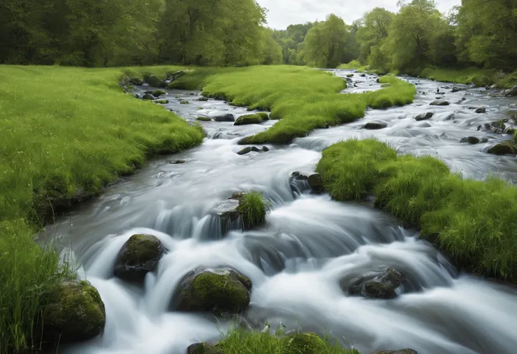 Stream running across a field