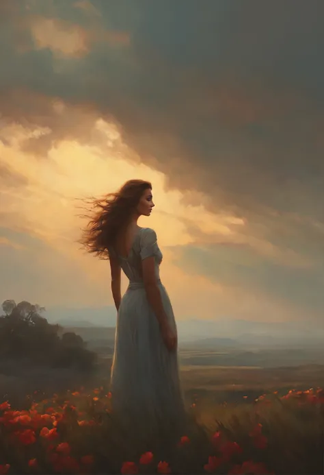 woman stands in a field with outstretched arms, alena aenami and artgerm, artgerm julie bell beeple, aly fell and artgerm, Peter Morbacher Donato Giancola, WLOP and RHADS, Tom Bagshaw Donato Giancola, Liliana Wess, Peter Morbacher style