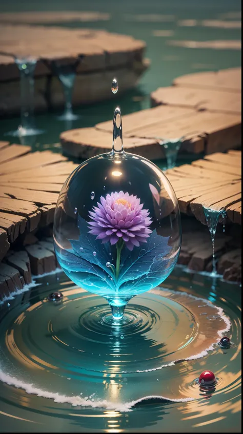 create digital art, Water droplet, with Earth as a reflection, 8k, --auto --s2