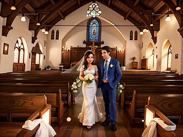 Pareja arafed de pie en una iglesia con lazos blancos en los brazos., de pie frente al altar, Novios, Foto de boda, boda, Mira los detalles, Historical setting, Pareja feliz, De pie en una iglesia, Karla Ortiz, Jacqueline E, por Robbie Trevino, Imagen de p...