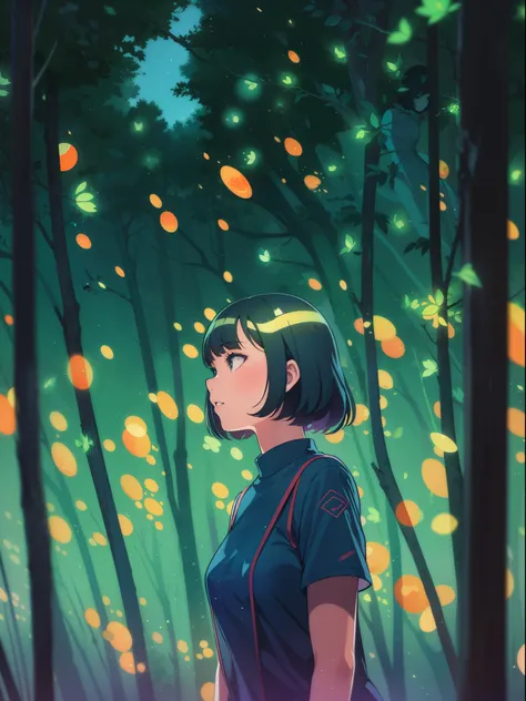 spirits among branches and fireflies by Kuvshinov, samdoesart, dreamlikeart, (((surrealism))), (Style-Glass)