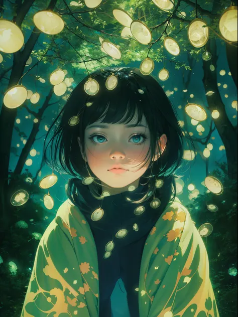 spirits among branches and fireflies by Kuvshinov, samdoesart, dreamlikeart, (((surrealism))), (Style-Glass)