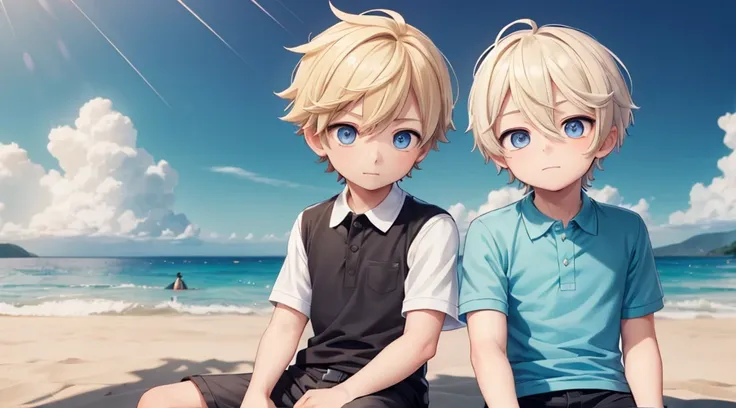 (1boy:1.4), (Very short hair), Cut the crew., (bara:1.4), SFW, (bulge:0.4), Male characters, ((masterpiece)),
multicolored background, hair between the eyes, Highlights in blonde hair:1.4)
(Polo Shirt :1.4), short pants, Colorful eyes,  The male characters...