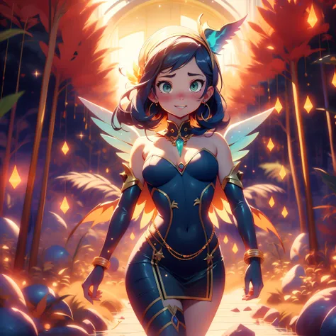 Chibi Figure Queen Rihanna Arch-Angel Sparrow_bird_with_open_wings flying cherry_blossom wings_spread_upwards CherryTree unrealengine5 ultra Cinamatic ultra_high-def Van_Gogh Masterpiece town woodland deep path church equirectangular nature ultra_high-res ...